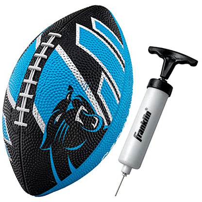 Franklin Sports NFL Team Footballs - Rubber Youth Mini Balls for All Teams - Kids 8.5" Football + Air Pump Sets - Official NFL Licensed - style: Carolina Panthers