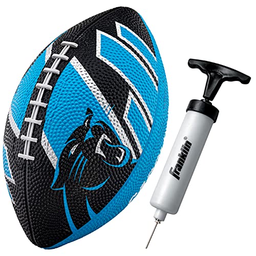 Franklin Sports NFL Team Footballs - Rubber Youth Mini Balls for All Teams - Kids 8.5" Football + Air Pump Sets - Official NFL Licensed - style: Carolina Panthers
