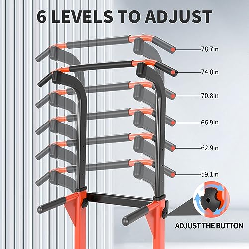 Z ZHICHI Pull Up Dip Station For Home Gym Strength Training Fitness Workout Station Chin-Ups Push-Ups Pull-Ups Dip-Ups 330LBS T055CDC - color: orange