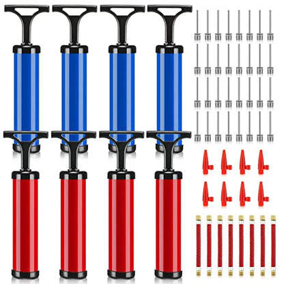 Chumia 8 Sets Ball Pumps Air Pump Bulk for Balls with Needle, Nozzle, Extension Hose Sports Ball Tool for Soccer Basketball Football Volleyball - color: Blue, Red