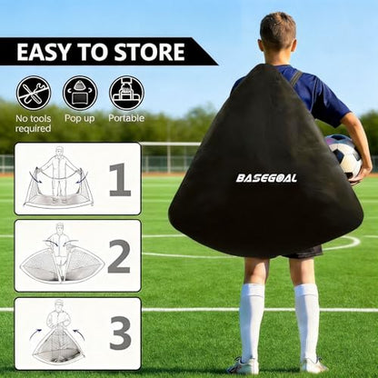 BaseGoal Soccer Goals for Backyard Set of 2, 4x3ft Kids Soccer Goal Portable Pop Up Soccer Net for Kids & Youth, Outdoor Soccer Training Equipment with Soccer Cones, Targets & Accessories