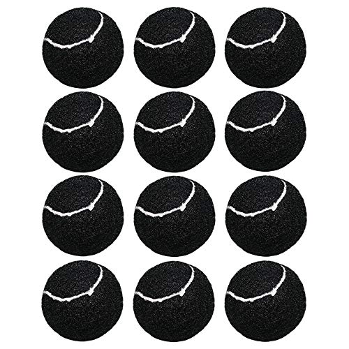 URBEST Tennis Ball 12 Packs Training Tennis Balls Practice Balls for Novice Player, Pet Dog Playing Balls with Mesh Carry Bag - color: Very Black