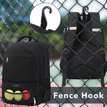 ACESAK Tennis Backpack Tennis Bag for Women Men - Tennis Bag Holds 2 Rackets, Badminton Squash, Pickleball Paddles Balls - color: Black