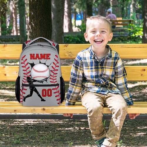 Mercuryelf Custom Kids Baseball Backpack for Boys Toddler – 17 Inch Lightweight Sports Bookbag for Elementary Middle School Students, Large Capacity School Backpack Gift - color: Grey