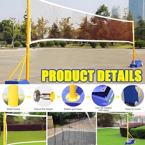 volleyball Badminton Net Frame Poles,Volleyball/Badminton Pole&Nets Package For Backyard, Volleyball Poles With Stable Base,Heavy Duty Badminton Volleyball Pole-Adjustable Height 5-6.9ft/1.55-2.1m