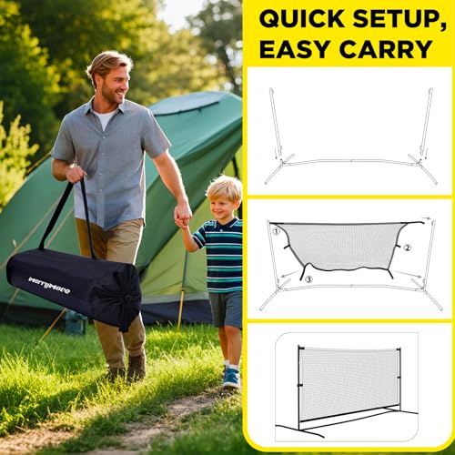 6ft Portable Pickleball & Paddle Ball Set: Easy Setup Paddle Game with Net, Similar to Badminton, Pingpong, and Jianzi, All-in-1 Set for Lawn, Backyard, Camping, Beach Indoor & Outdoor