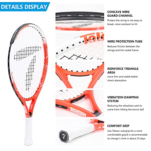 Teloon Kids Tennis Racket, 19"-25" Inch Youth Tennis Racquet with Cover, Junior Tennis Racquet for Kids Children Boys Girls Age 3-12.