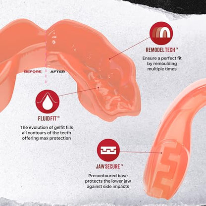 SAFEJAWZ Mouth Guard, Elements Dual Layer Mouthguard for Adults & Youth with Case, Easy Fit Remoldable Mouthpiece for Football, Boxing, Lacrosse, MMA, Basketball & All Contact Sports