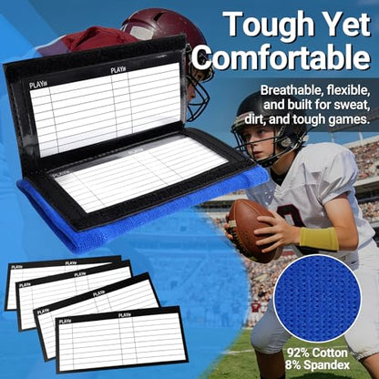 Multicolor Football Play Wristband, Softball Wristbands for Signs, Football Quarterback Play Wristbands for Youth and Adult with 3 Compartments