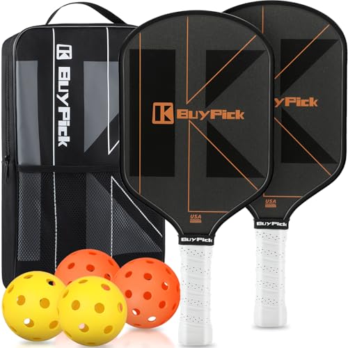 Pickleball Paddle,USAPA Approved Light Pickleball Paddles with Reinforced Carbon Fiber Surface - size: Black Carbon | 2 paddles | 4 balls + 1 bag