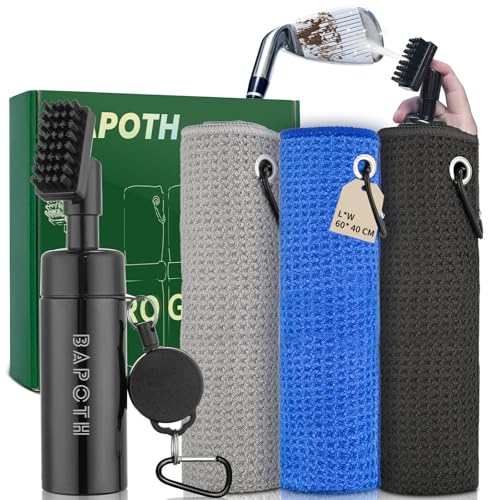 Golf Club Cleaner, Non-Leaking Stretchable Golf Club Brush with Microfiber Golf Towel (23.6 * 15.7 in), Strong Bristles Golf Brush Can Hold 5oz Water, Essentials Golf Accessories for Men - style: 3 Towel and Brush