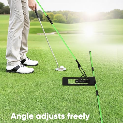 HVDI Golf Alignment Sticks Holder with Angle Adjustment, Golf Training Aid with Golf Alignment Stick, Weighted Golf Swing Training Aid Golf Trainer for Putting, Swing, Aiming