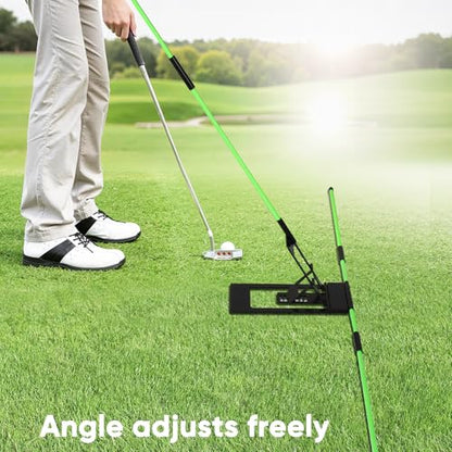 HVDI Golf Alignment Sticks Holder with Angle Adjustment, Golf Training Aid with Golf Alignment Stick, Weighted Golf Swing Training Aid Golf Trainer for Putting, Swing, Aiming