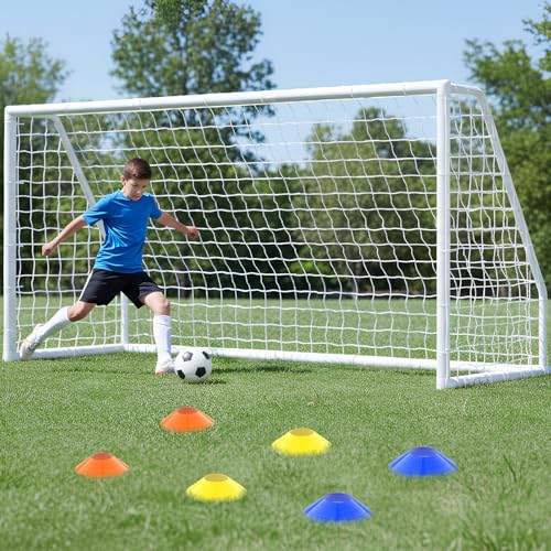 NAIZEA Soccer Goal - 12x6/10x6/8x6/6x4FT Soccer Goals for Backyard, Portable & Weatherproof HPVC Soccers Goal w/Soccer Net Durable Post for Adults & Youth Outdoor's Practice Training - size: 12x6 FT, style: Non-foldable