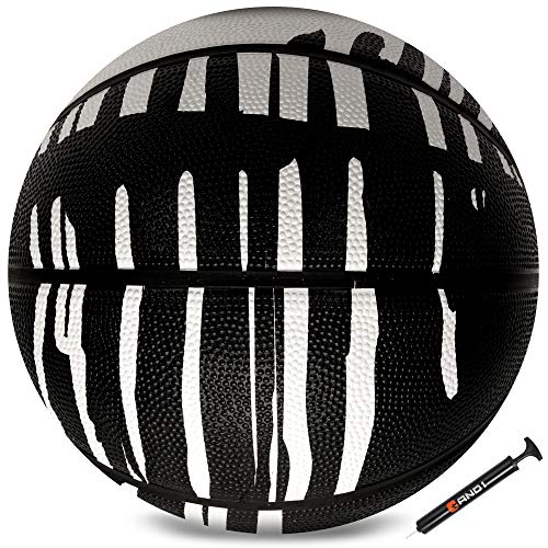 AND1 Chaos Basketball: Official Regulation (29.5 inches) Rubber - Deep Channel Construction Streetball, Made for Indoor Outdoor Basketball Games - color: White Drip