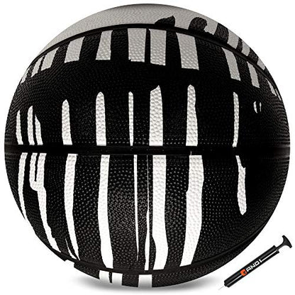 AND1 Chaos Basketball: Official Regulation (29.5 inches) Rubber - Deep Channel Construction Streetball, Made for Indoor Outdoor Basketball Games - color: White Drip