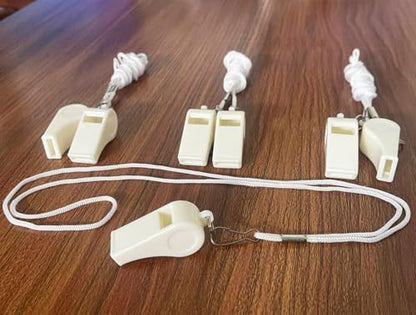20 Pcs Plastic Loud Whistles with Lanyard for Referee Coaches Basketball Football Sports Training Game Event Lifeguard Survival Emergency Fun School Kids Tool Set Suppliers - color: White