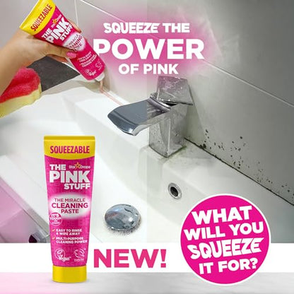 The Pink Stuff The Miracle Squeezable Cleaning Paste 300g Easy to Rinse Multi Purpose Cleaner for Kitchen Bathroom Cooktops Tiles Sinks Showers and More - style: Squeezable Cleaning Paste