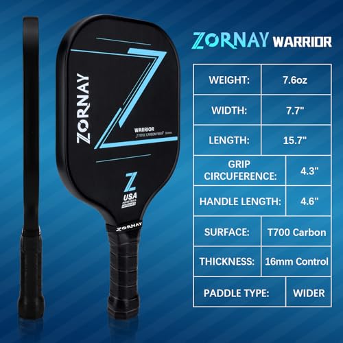 T700 Pickleball Paddles,16mm Pickleball Paddles, USAPA Approved Carbon Lightweight Pickle Ball Rackets, Wider Pickle Ball Racket Gift for Beginners, Men, Women - color: Black-1