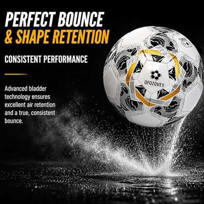 Soccer Ball Size 5,soccer ball set with 2 Mesh Bags, 1 Pump & 2 Needles , 2-Pack Official match soccer ball for kids and youth,Yarn-Wrapped Inner, three-layer Durable Materials, Indoor & Outdoor Use