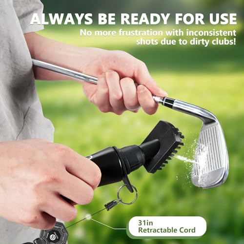 Go Pal Golf Club Cleaner: Golf Club Brush with 4oz Portable Water Bottle and Towel, Nylon Bristles, Retractor for Easy Cleaning - Multiple Golf Club Groove Cleaner Accessories for Men Women