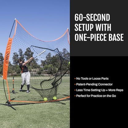 Bownet Original Big Mouth 7’ x 7’ Baseball Softball Hitting Net – Portable Pitching & Batting Practice Net, Heavy Duty Steel Frame, Fast 60-Second Setup, Carry Bag