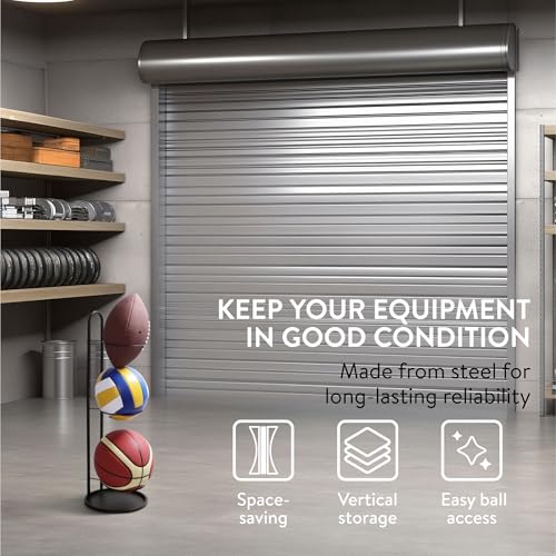 Navaris Football Stand - Sport Ball Storage Rack - Sports Equipment Display Stands - Ideal for Garages, Gyms, Entrances - Ball Holder for Football, Basketball & More - 70 x 24.5 cm
