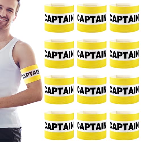 VioraWhite 12pcs Captain Arm Bands for Soccer Captain Armband Adjustable Unisex Elastic for Team Training - color: Yellow