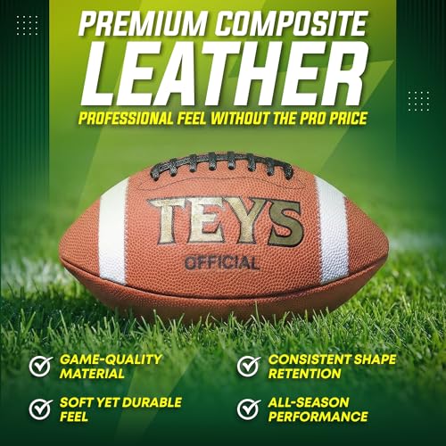 Game Football - Premium Composite Leather & Enhanced Grip (Sizes -Peewee, Junior, Youth, Official) - size: Official
