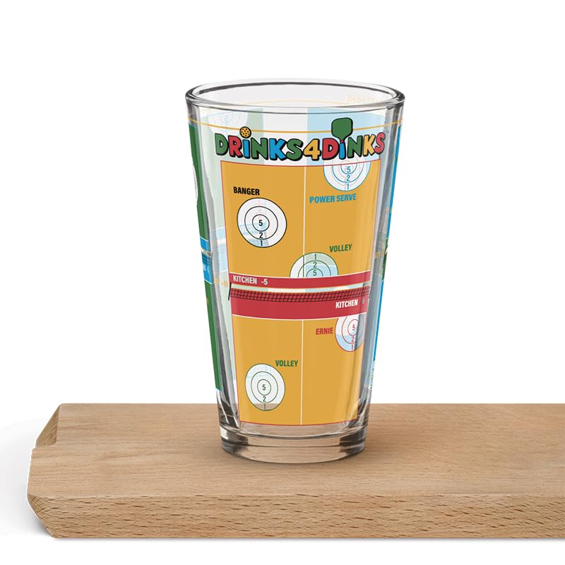 Drinks4Dinks Pint Glass Pickleball Game - Gifts for Pickleball Players Drinking Game with A Pickleball Twist and Beer Cups 2 Pack