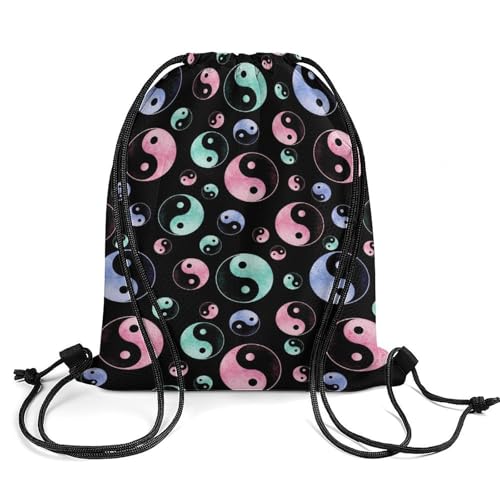 Beam Backpack Drawstring Sack Large Capacity for Soccer Basketball Sports Workout Equipment Travel, Yin Yang Galaxy Art Bags - color: Picture (360)
