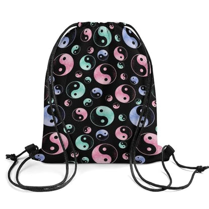 Beam Backpack Drawstring Sack Large Capacity for Soccer Basketball Sports Workout Equipment Travel, Yin Yang Galaxy Art Bags - color: Picture (360)