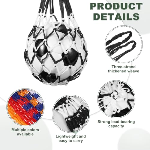 uxcell Basketball Net Bags, Nylon Soccer Ball Holder Portable Multifunctional Single Ball Mesh Net Bag for Storage Basketball Soccer Rugby Balls - color: Black/White