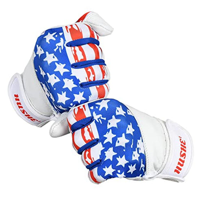 Batting Gloves Softball Batting Gloves USA Flag Baseball Batting Gloves American Flag Baseball Batting Gloves for Youth Adult & Unisex (White) - size: Large, style: Adult