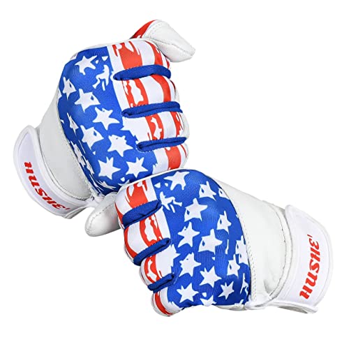 Batting Gloves Softball Batting Gloves USA Flag Baseball Batting Gloves American Flag Baseball Batting Gloves for Youth Adult & Unisex (White) - size: Medium, style: Youth