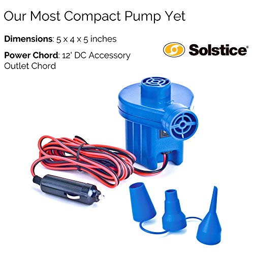 SOLSTICE High-Performance Electric Inflatable Pump | Compact & Portable 12V Inflator for Pool Toys & Airbeds | 12V Car Adapter Model