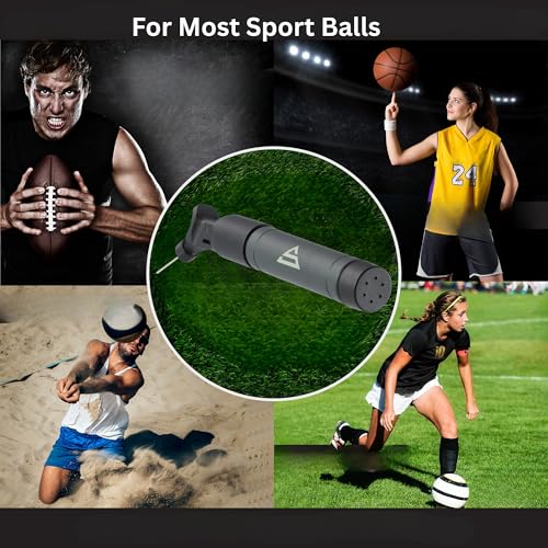 Dual Action Ball Pump with 5 Needles — Soccer Ball, Basketball, Football & Volleyball Pump | Inflates on Push & Pull | Compact Kit Bag Size
