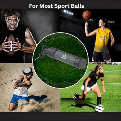 Dual Action Ball Pump with 5 Needles — Soccer Ball, Basketball, Football & Volleyball Pump | Inflates on Push & Pull | Compact Kit Bag Size