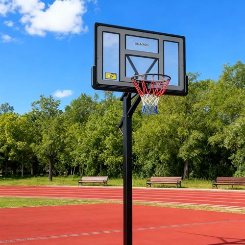 Basketball Backboard and Rim Combo, Indoor Outdoor Pole Mount Basket Ball Hoop with Adjustable Basket Ball Goal PET Backboard, Wall Mounted Basketball Rack & Mounting Bracket Hoop,Over-The-Door Hoops