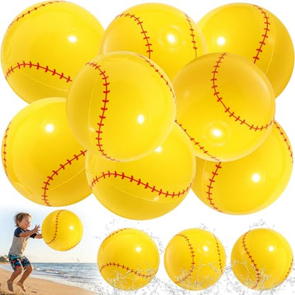 Sosation 8 Pcs Inflatable Sports Balls 16 Inch Inflatable Beach Ball Blow up Sports Party Decorations Swimming Pool Summer Pool Toys for Indoor Outdoor Beach (Baseball) - style: Baseball