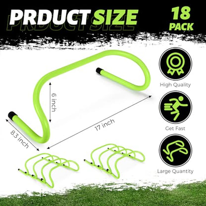 Wettarn 18 Pcs 6" Speed Training Hurdles Durable Agility Training Hurdle Agility Plyometric and All Purpose Equipment for Athletes, Soccer, Basketball - color: Green