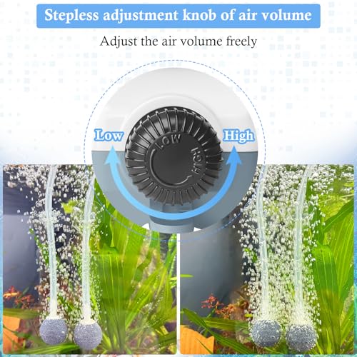 Dual Outlet Aquarium Electric Air Pump, Whisper Adjustable Fish Tank Aerator, Quiet Oxygen Pump with Accessories for 20 to 100 Gallon - style: 3W-80GPH
