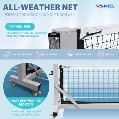 Pro Pickleball Net Portable with Wheels – 22ft Heavy Duty Pickleball Net System with Sturdy Aluminum Frame for Outdoor & Indoor – Nylon Net & Carrying Bag for Pickleball, Tennis, Badminton - style: Movable-Heavy Duty