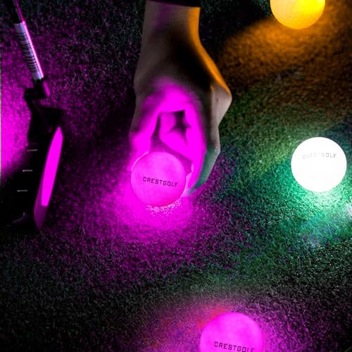 Crestgolf Glow in The Dark Golf Balls with Glow Tees, Super Bright Light Activated Balls Nighttime Golfing