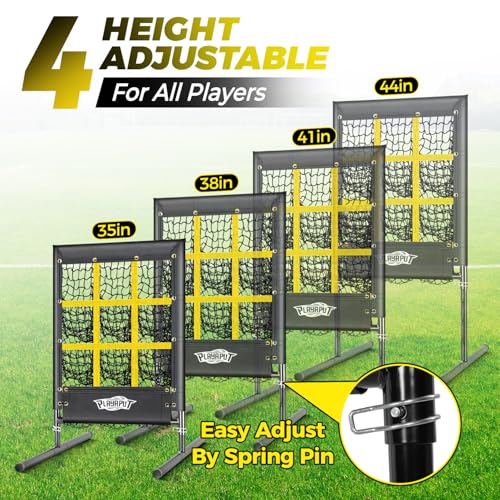 PLAYAPUT Pitching Net, 9 Hole Baseball Pitching Net with Strike Zone,Height Adjustable Softball Baseballs Net For Pitching,Throwing,Hitting Accuracy,Baseball Pitching Target With Sandbags,Ground Stake