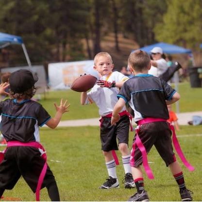 Peryiter 2/12/24/36 Player Flag Football Belt, Adjustable Football Belts and Flags for Kids Youth Adult Sport Team Training - color: Rose Pink