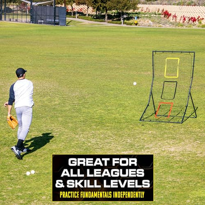 GoSports 6 x 4 ft Baseball & Softball Pitching and Fielding Rebounder - Pitch Back Net with 3 Target Zones