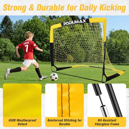 Kids Soccer Goal Set of 2, 4x3ft Pop up Portable Soccer Goals for Backyard, Soccer Net for Kids Age 3 4 5 6 7 8, Toddler Soccer Goal Gift with 1 Ball, 1 Target Net, 10 Cones, 2 Targets
