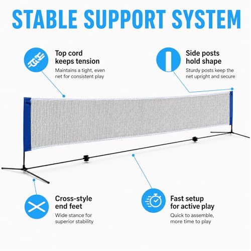 20" Portable Badminton Net with Carry Bag, Foldable Volleyball + Badminton Sets for Beach, Swimming Pool, Grassland, Backyard