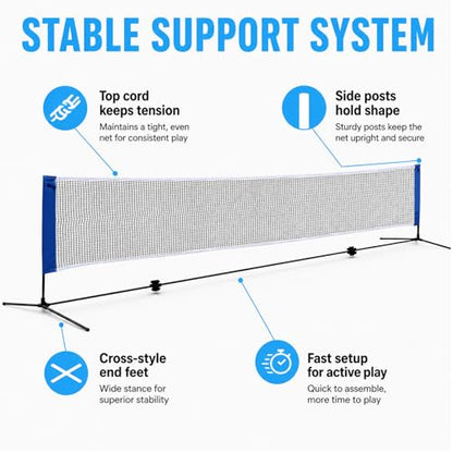 20" Portable Badminton Net with Carry Bag, Foldable Volleyball + Badminton Sets for Beach, Swimming Pool, Grassland, Backyard